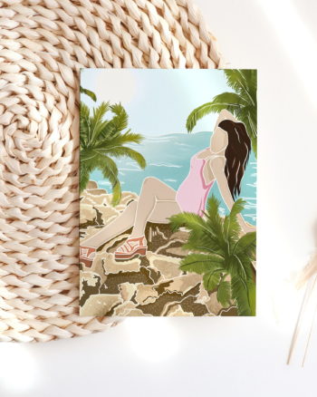 tropical post card, feminist post card, beach post card